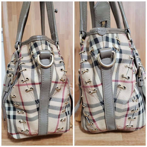 Burberry Lowry Tote Haymarket Check PVC and Leather Bag - Picture 8 of 10